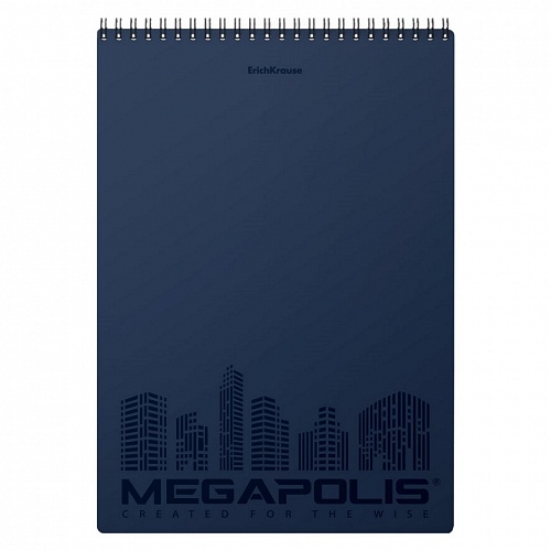 Блокнот А4  80л спираль клетка с пластиковой обложкой синий Megapolis Erich Krause, 45950