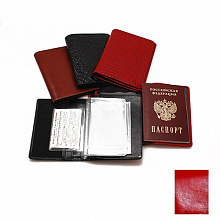 Бумажник водителя с отделением для паспорта кожа наплак-разбитый лак красный Grand 02-023-0951