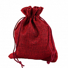 Мешок для подарков 12х15см искусственный лен красный OMG 000809H/2