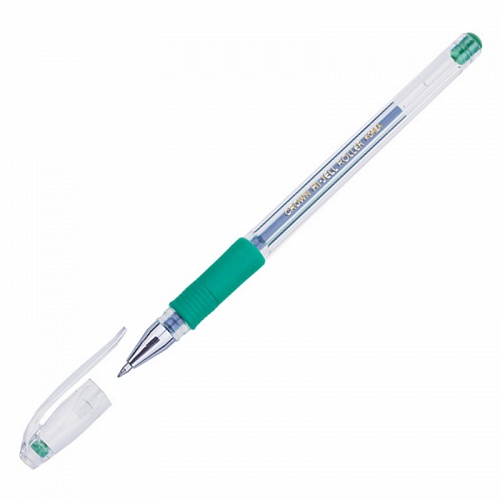 Ручка гелевая 0,5мм зеленый стержень CROWN Grip, HJR-500R
