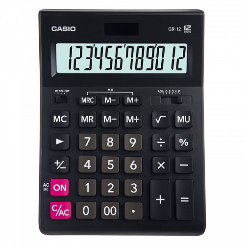 Калькулятор настольный 12 разрядов CASIO черный GR-12-W-EH