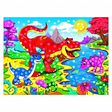 Мозаика из гелевых страз 19х26см Друзья динозавры Рыжий кот, М-8343