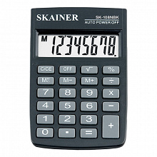 Калькулятор карманный  8 разрядов черный SKAINER SK-108NBK 
