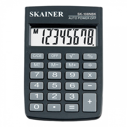 Калькулятор карманный  8 разрядов черный SKAINER SK-108NBK 