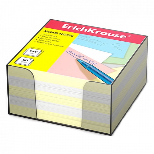 Блок для записи  9х9х5см цветной в пластиковом боксе Erich Krause 2720
