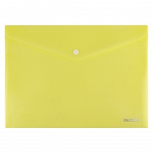 Папка-конверт с кнопкой А4 180мкм желтая Проф-Пресс, ПК-3024
