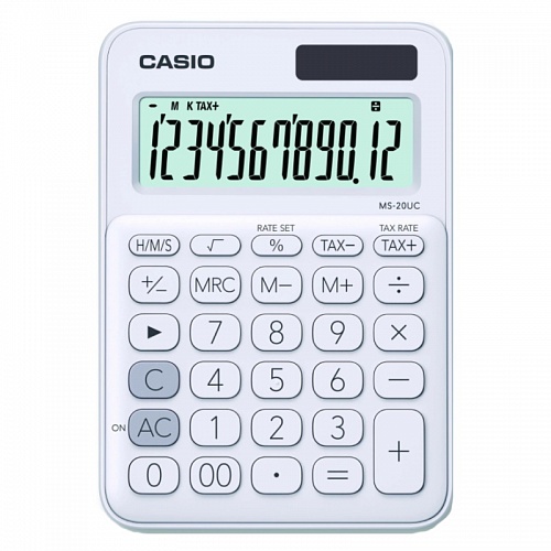 Калькулятор настольный 12 разрядов CASIO белый MS-20UC-WE-S-EC