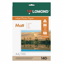 Фотобумага Lomond А4 140г/м2 матовая односторонняя 100л для струйной печати, 0102074