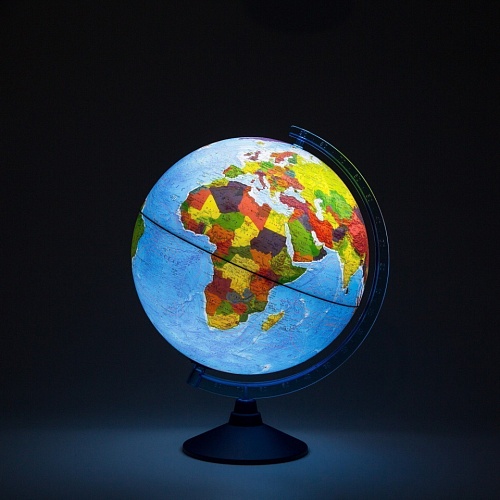 Глобус 32см Физико-политический рельефный на английском языке с подсветкой от батареек на Globen, EN3215