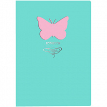 Записная книжка А5  80л Листофф Butterfly мятная искусственная кожа тиснение фольгой, КЗБФЛ5802931