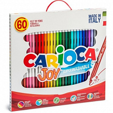 Фломастеры 30 цветов Carioca Joy Superwashable в картонном чемоданчике 60 штук 41015