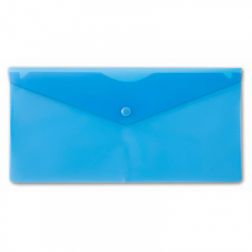 Папка-конверт с кнопкой 250х130мм 0,18мм синий Бюрократ Travel PK805АBlue