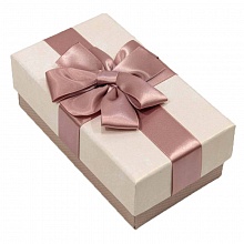Коробка подарочная прямоугольная  15,5х9х5,8см с двойным бантом Розовато-серый OMG 720691/6