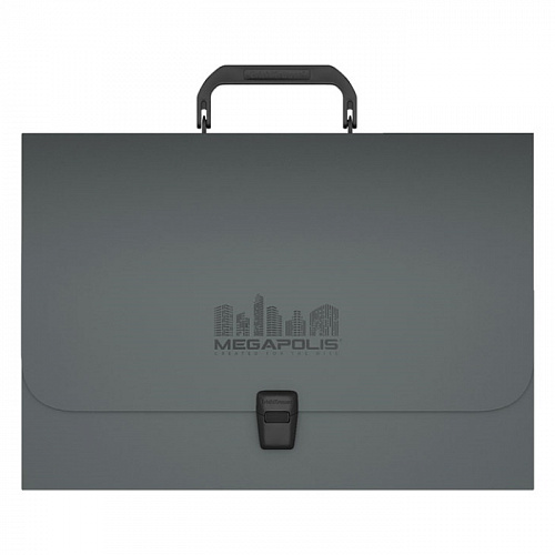 Портфель пластиковый 12 отделений серый Megapolis Erich Krause, 50465