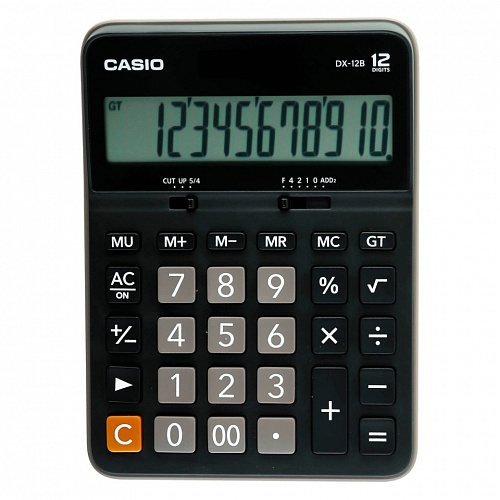 Калькулятор настольный 12 разрядов CASIO DX-12B-W-EC черный