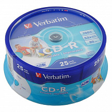 Диск CD-R 700MB 52x  25шт Printable Verbatim(цена за шт), 43439