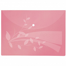 Папка-конверт с кнопкой А4 пластик 0,12мм розовая FlexOffice FO-CBF02