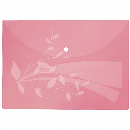 Папка-конверт с кнопкой А4 пластик 0,12мм розовая FlexOffice FO-CBF02