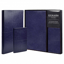 Записная книжка А5+ 120л ФЕНИКС Escalada + обложка для паспорта синий кожзам Сариф, 52907