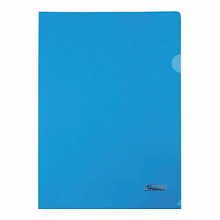 Папка-угол А4 пластик 180мкм тонированная синяя Hatber, AG4_00102