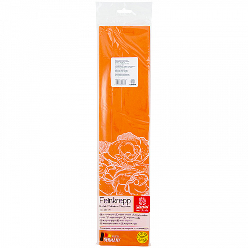 Бумага крепированная 50х250см оранжевая, 32гр/м2, WEROLA индивидуальная упаковка 12800-109 Германия