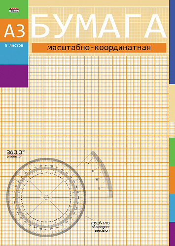 Бумага масштабно-координатная А3  8л оранжевая в папке Проф-Пресс, 08-3153