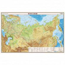 Карта России Физическая масштаб 1:7м ламинированная 660