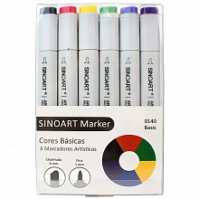 Набор маркеров художественных Sinoart Basic  6цв двусторонние SFB0140