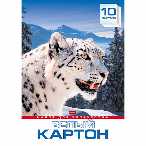 Картон белый 10л А3 мелованный и немелованный двусторонний Hatber Снежный барс 10Кб3_11345 Картон белый 10л А3 мелованный и немелованный двусторонний Hatber Снежный барс 10Кб3_11345