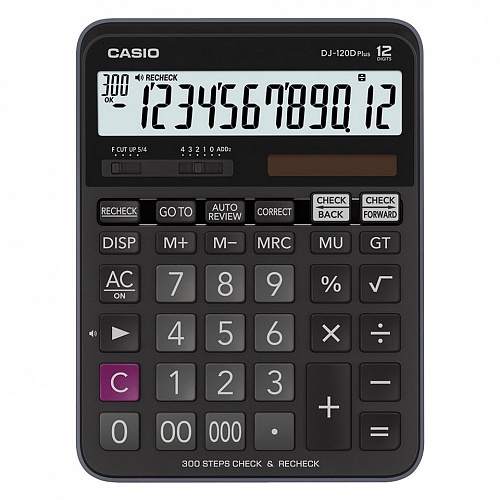 Калькулятор настольный 12 разрядов CASIO черный DJ-120DPLUS-W-EP