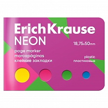 Закладки клейкие 18,75x50мм 4 цвета по 25л пластиковые Erich Krause Neon, 61587
