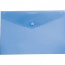 Папка-конверт с кнопкой А5 пластик 0,18мм синий Бюрократ PK804А5BLUE