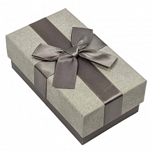 Коробка подарочная прямоугольная  15,5х9х5,8см с бантом Зеленовато-серая OMG 720691/12