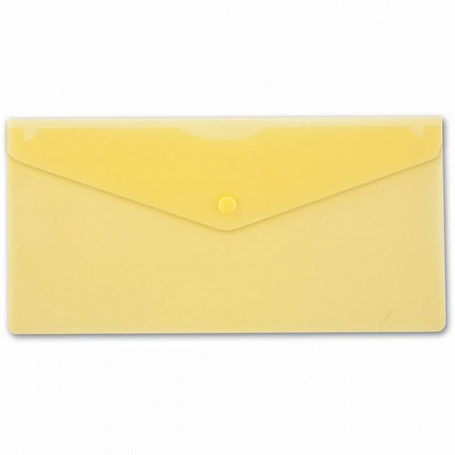 Папка-конверт с кнопкой 250х130мм 0,18мм желтый Бюрократ Travel PK805АYel