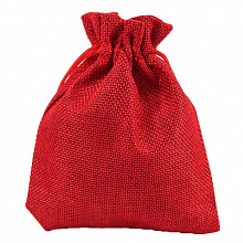 Мешок для подарков 14х20см искусственный лен красный OMG 000809G/2
