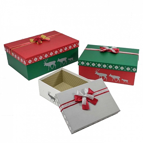 Коробка подарочная прямоугольная  27,5х19х10,5см с бантом Новый год OMG 720300-260