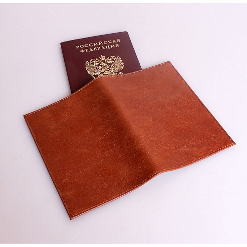 Обложка для паспорта кожа пул-апп цвет виски Grand 02-006-0521