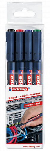 Набор маркеров для кабеля 4цв 0,3мм EDDING, 8407/S