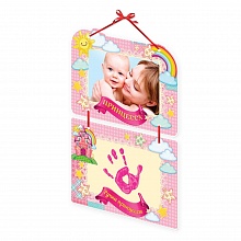 Набор для творчества Отпечаток детский на картоне Принцесса, краска 6мл, лента, 1123393