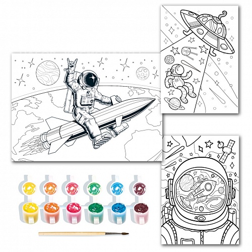 Набор для росписи красками с блестками Космонавты Волшебная палитра Луч 31С2068-08