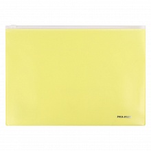 Папка-конверт на молнии А4 180мкм желтая Проф-Пресс, ПК-3044