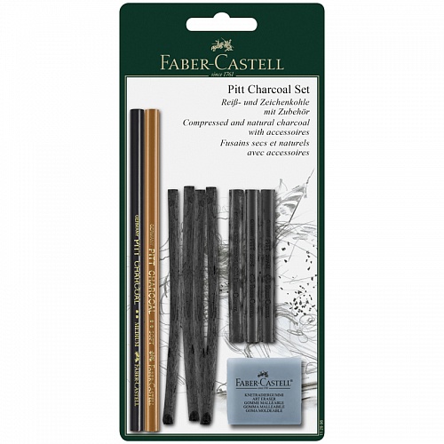 Набор угля и угольных карандашей Faber-Castell Pitt Charcoal 10 предметов, 112996