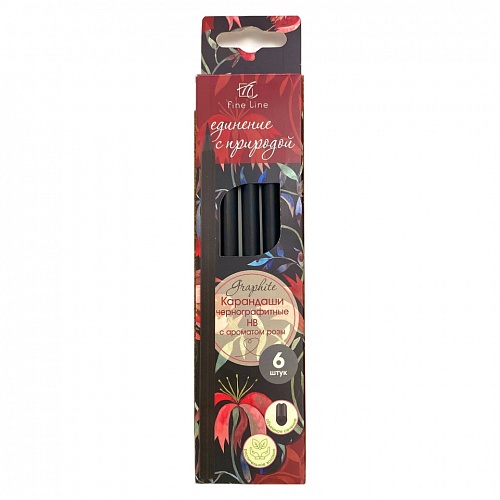 Карандаши чернографитные  6шт с ароматом розы Fine Line Graphite Полином (цена за шт), BFP-6HR