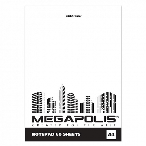 Блокнот А4  60л склейка нелинованный Megapolis Blanc Erich Krause, 49798