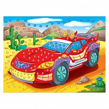 Мозаика из страз А4 Автомобиль Рыжий кот, М-7319