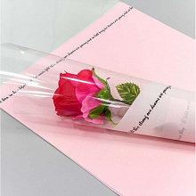 Бумага упаковочная 58х 30см пленка с окошком розовая, цена за лист, 001343/2