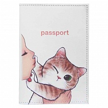 Обложка для паспорта из натуральной кожи с рисунком Попался Имидж 1,2-086-0