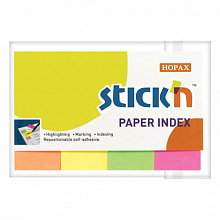 Закладки клейкие 50х20мм 4 цвета по 50л бумажные Hopax 21205