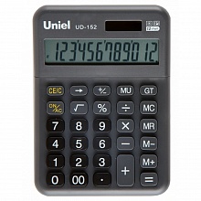 Калькулятор настольный 12 разрядов UNIEL UD-152K черный