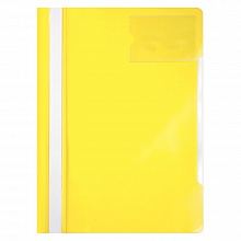 Скоросшиватель пластиковый А4 желтый, карман для визитки Бюрократ PS-V20YEL